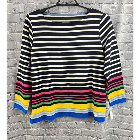 Talbots Tops - Talbots Womens Multicolor Striped Boatneck Cotton Top Size 2X NWT